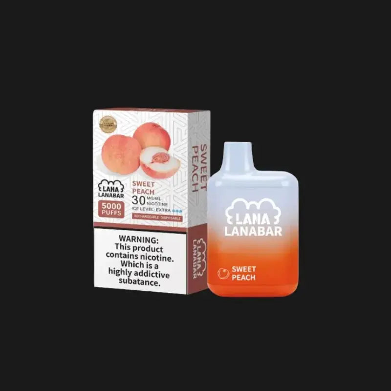 SGVape-Lana-Bar-5000-Puffs,-Sweet-Peach-flavor-on-a-black-background-LANA